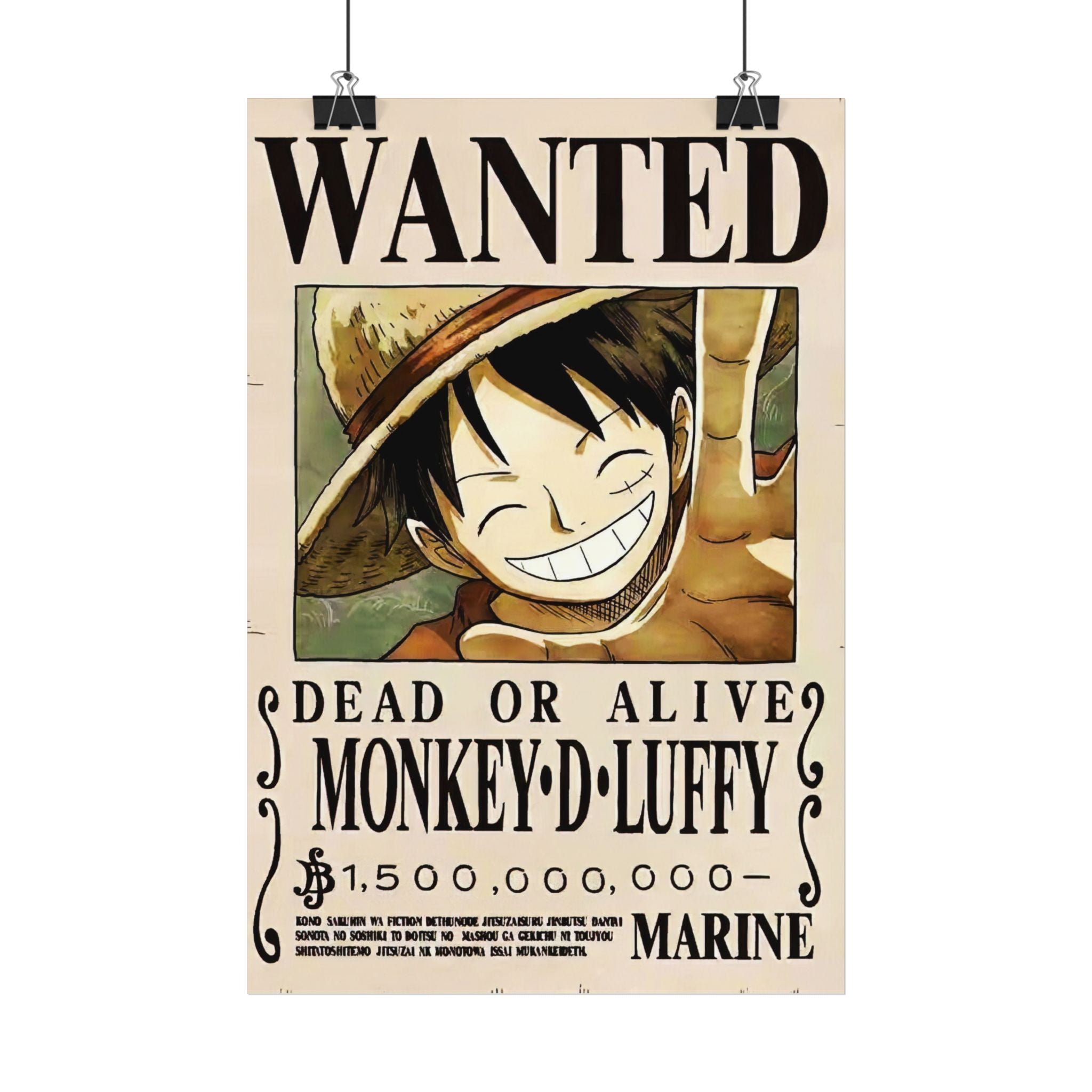 Wanted Monkey D. Luffy Poster | Satin Print Anime Wall Art