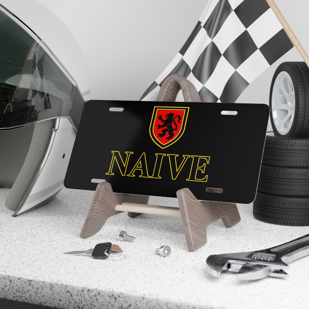 Naive Vanity License Plate — Black Shield Emblem Decorative Plate