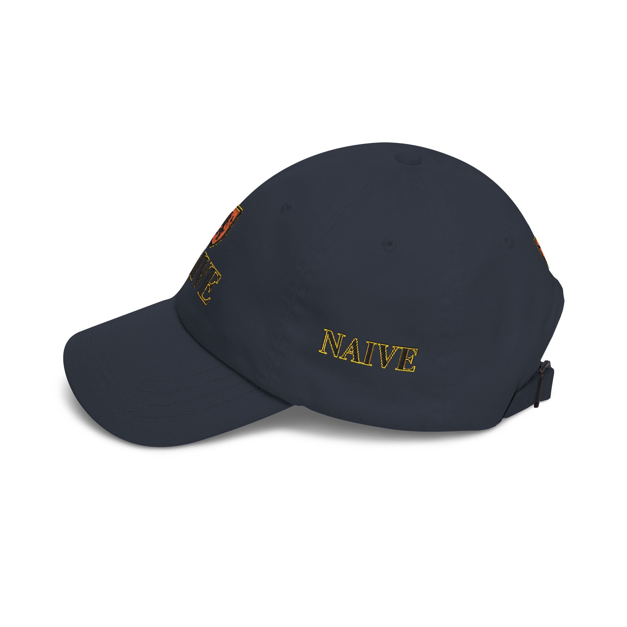 Naive Industries Embroidered Crest Classic Dad Cap | White Cotton Baseball Hat