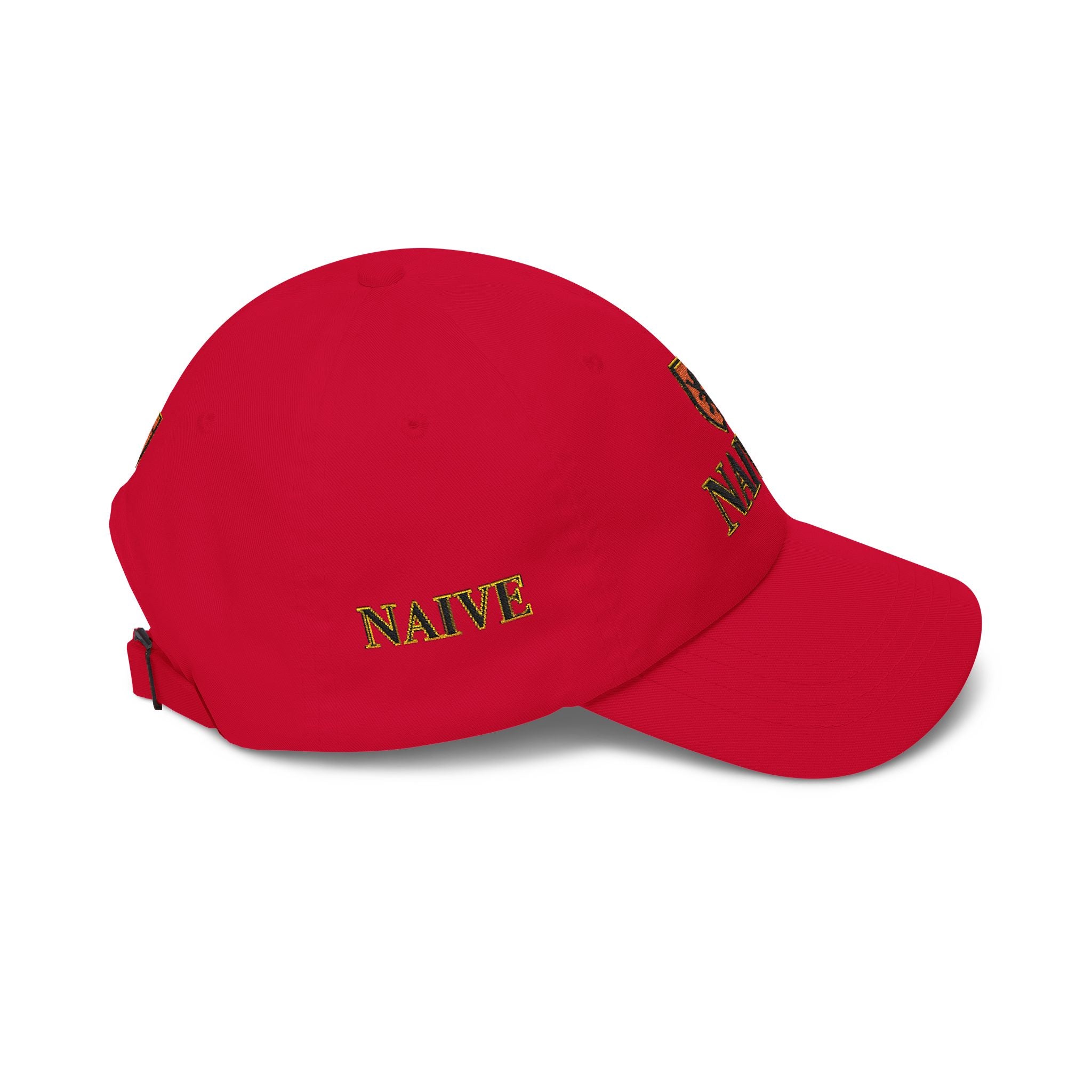 Naive Industries Embroidered Crest Classic Dad Cap | White Cotton Baseball Hat
