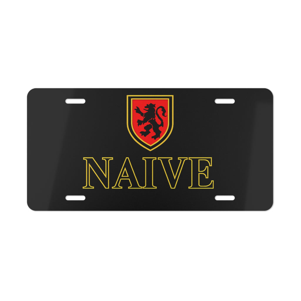 Naive Vanity License Plate — Black Shield Emblem Decorative Plate