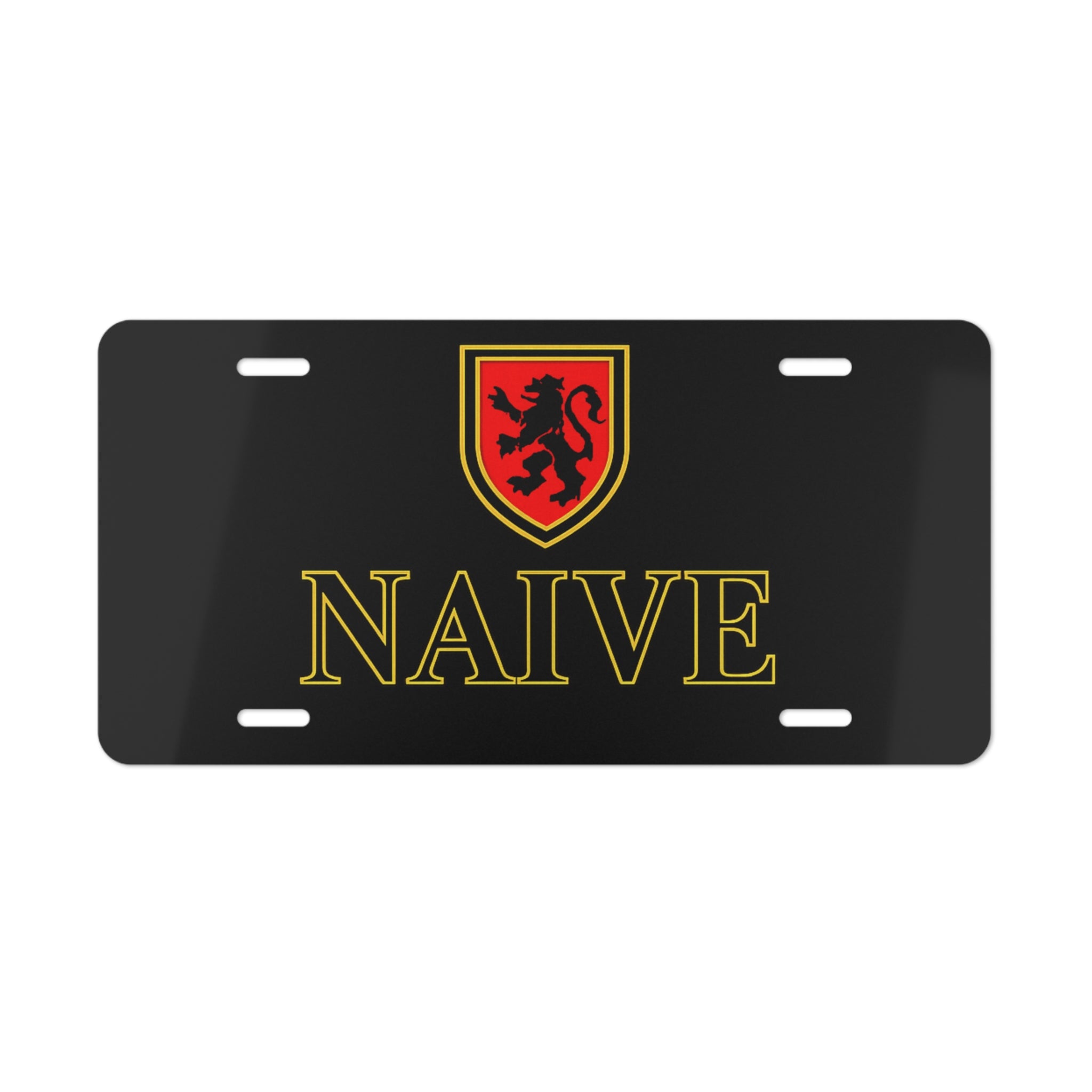 Naive Vanity License Plate — Black Shield Emblem Decorative Plate