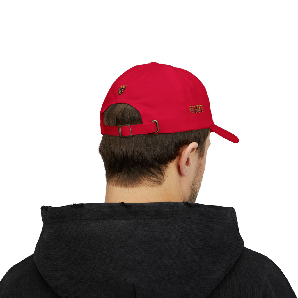 Naive Industries Embroidered Crest Classic Dad Cap | White Cotton Baseball Hat
