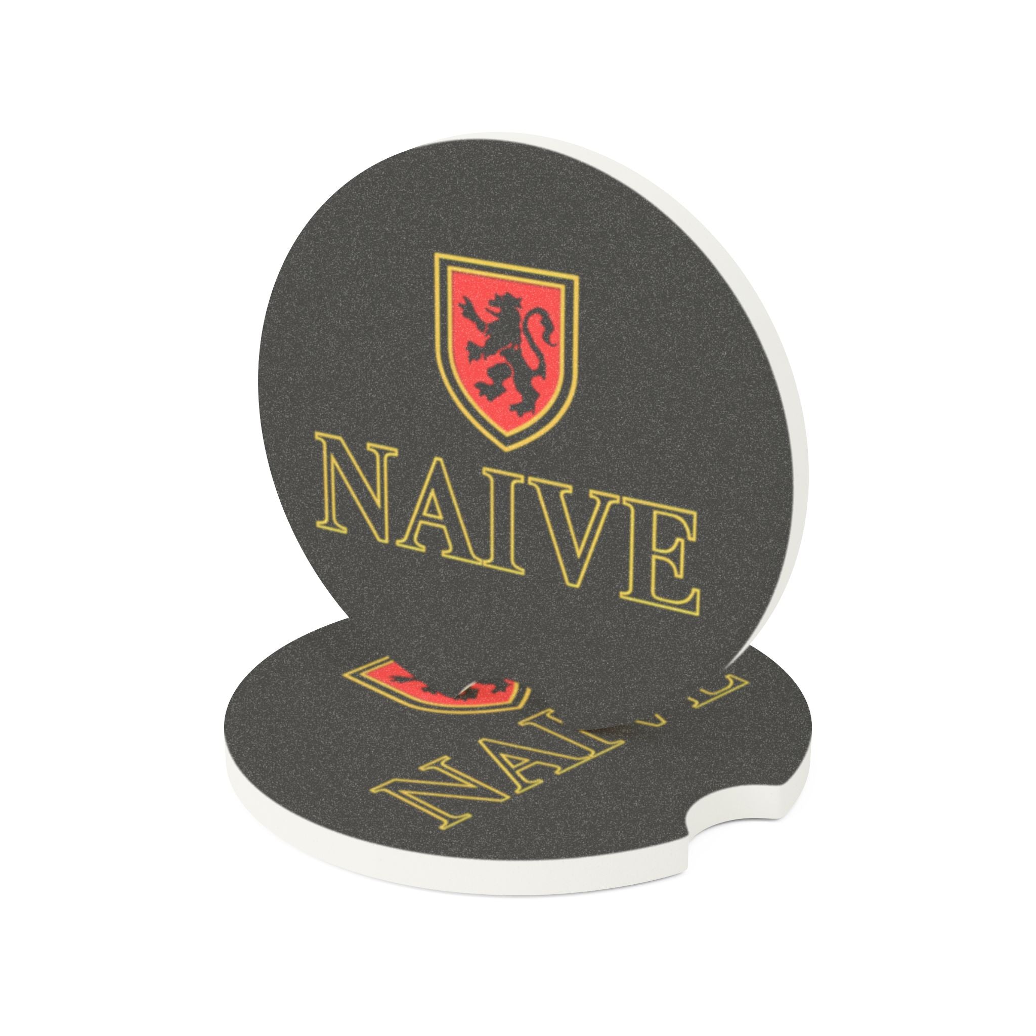 Soapstone Car Coaster — Naïve Crest Round Car Cup Holder Insert