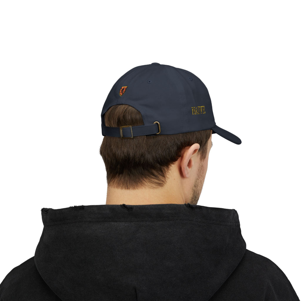 Naive Industries Embroidered Crest Classic Dad Cap | White Cotton Baseball Hat