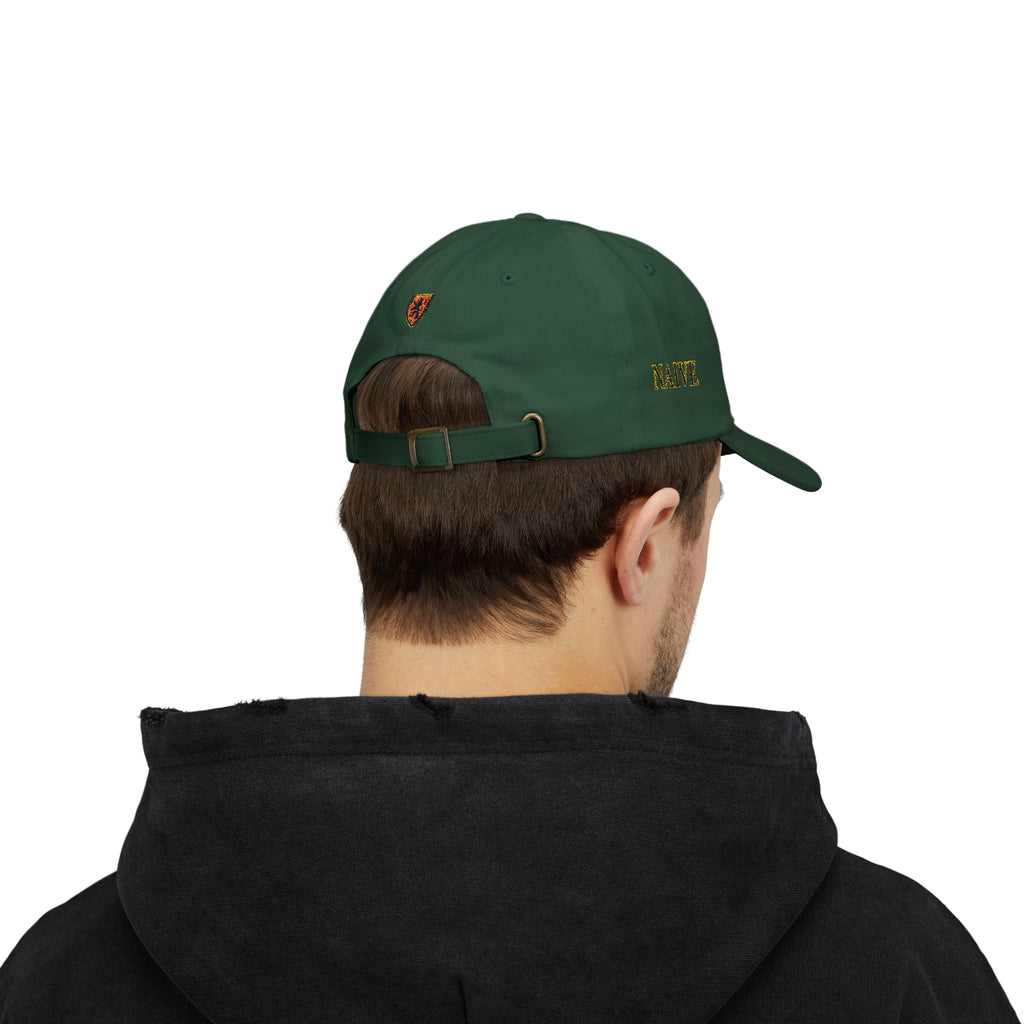 Naive Industries Embroidered Crest Classic Dad Cap | White Cotton Baseball Hat