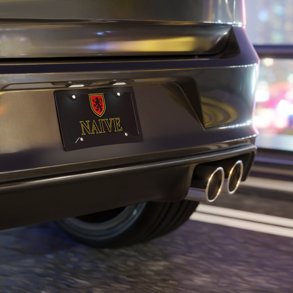Naive Vanity License Plate — Black Shield Emblem Decorative Plate