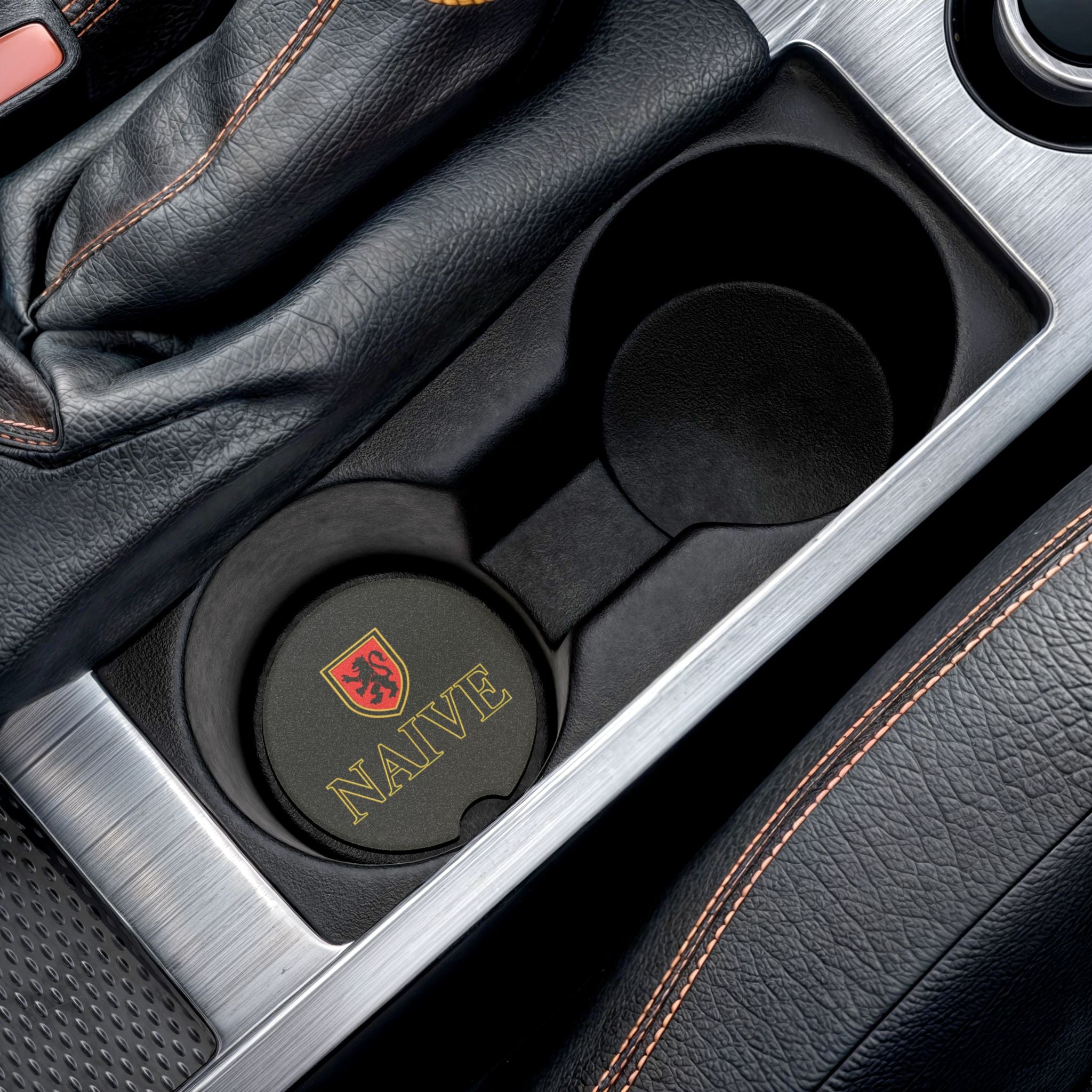 Soapstone Car Coaster — Naïve Crest Round Car Cup Holder Insert