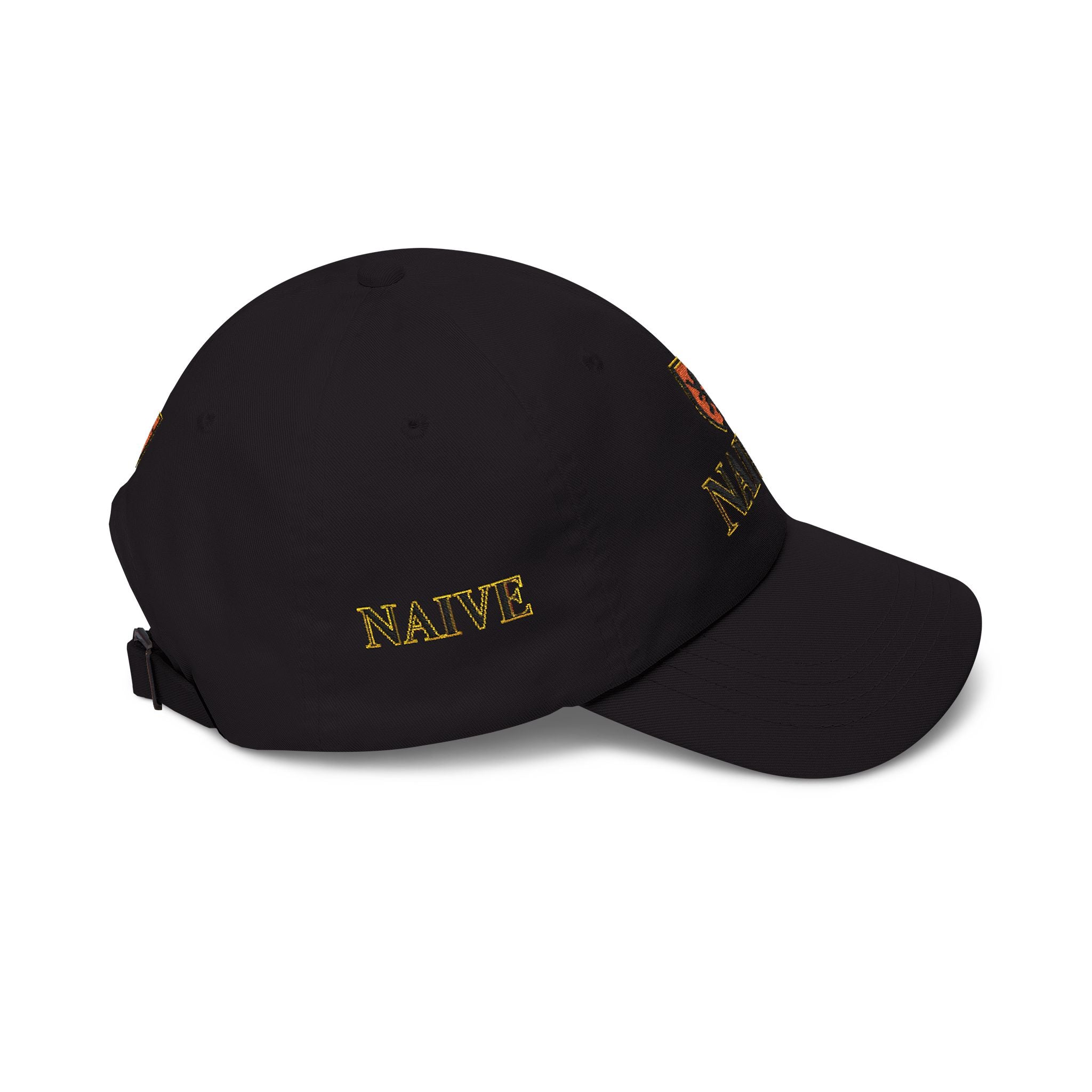 Naive Industries Embroidered Crest Classic Dad Cap | White Cotton Baseball Hat