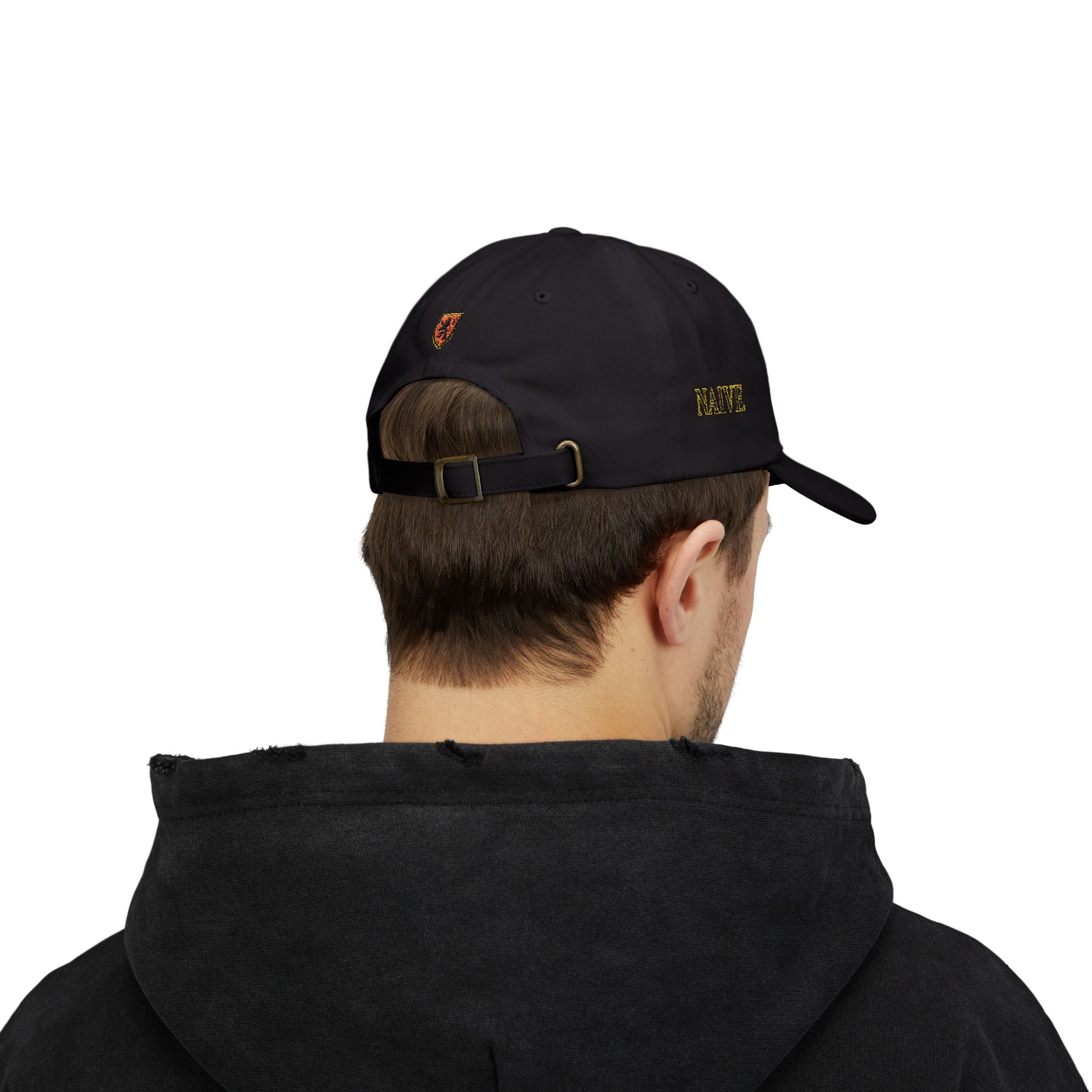 Naive Industries Embroidered Crest Classic Dad Cap | White Cotton Baseball Hat