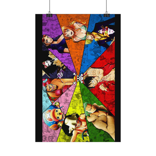 Colorful Anime Crew Poster Satin Poster | Rainbow Character Collage