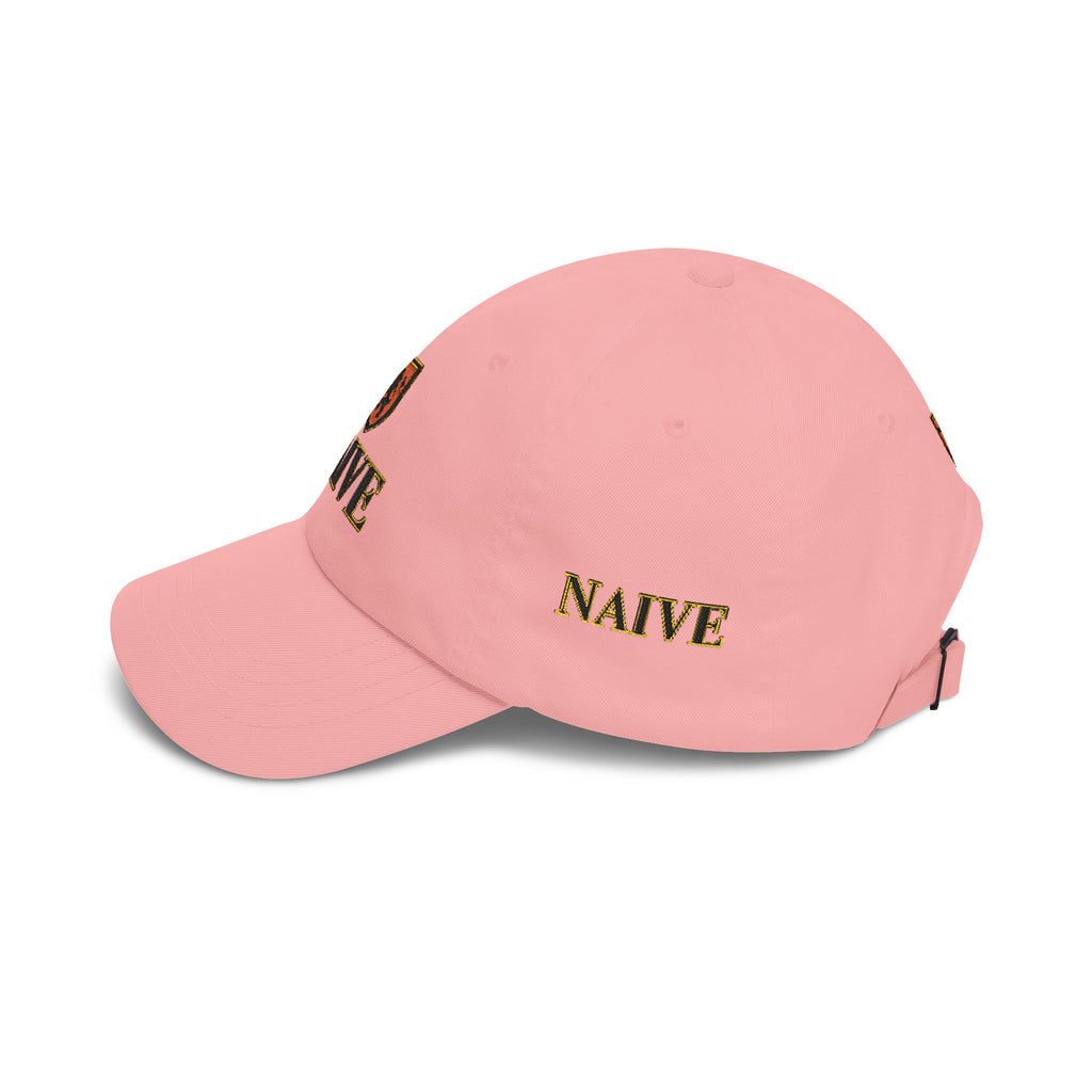 Naive Industries Embroidered Crest Classic Dad Cap | White Cotton Baseball Hat