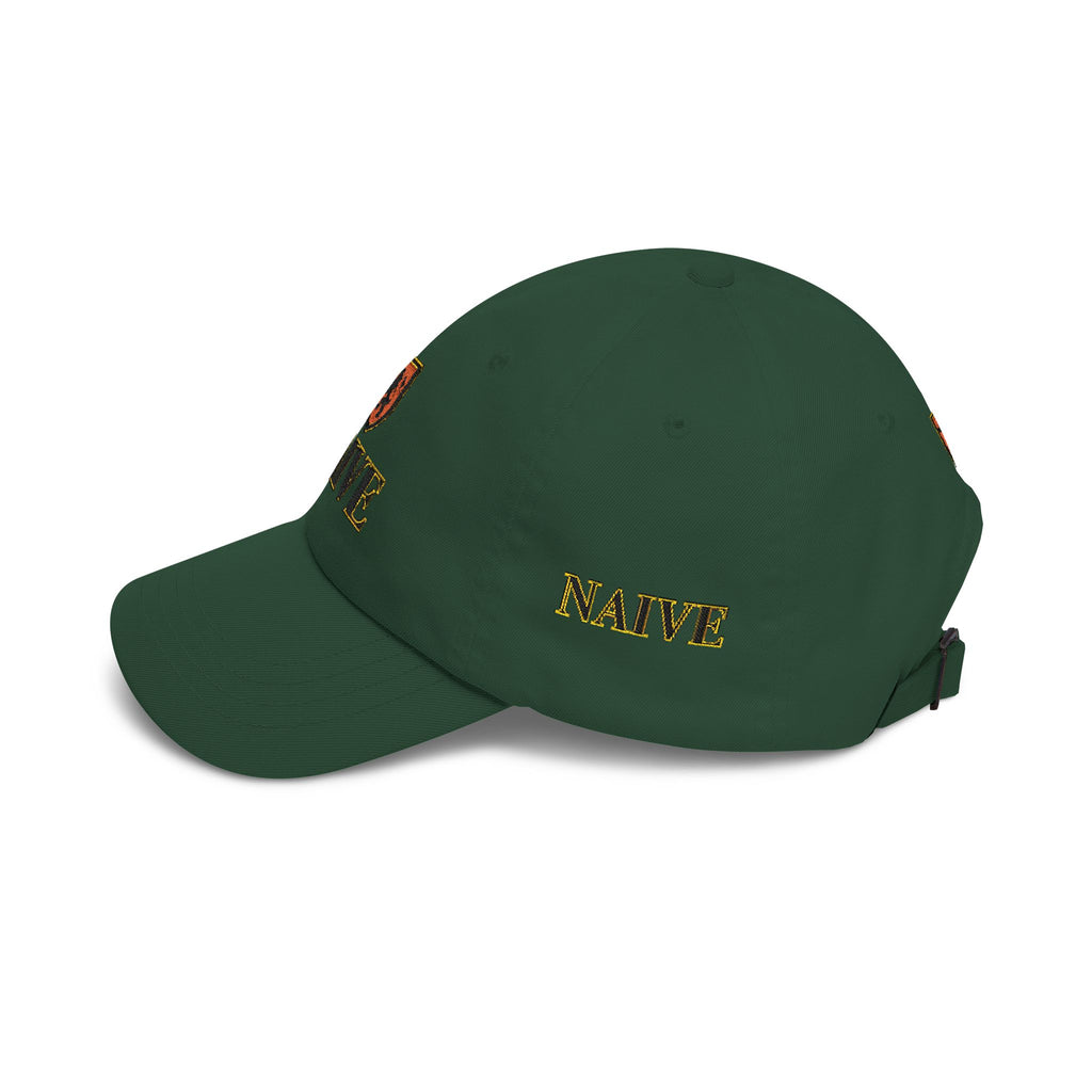 Naive Industries Embroidered Crest Classic Dad Cap | White Cotton Baseball Hat