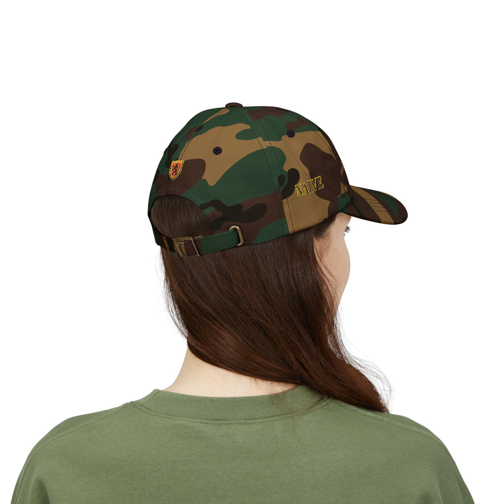 Naive Industries Embroidered Crest Classic Dad Cap | White Cotton Baseball Hat