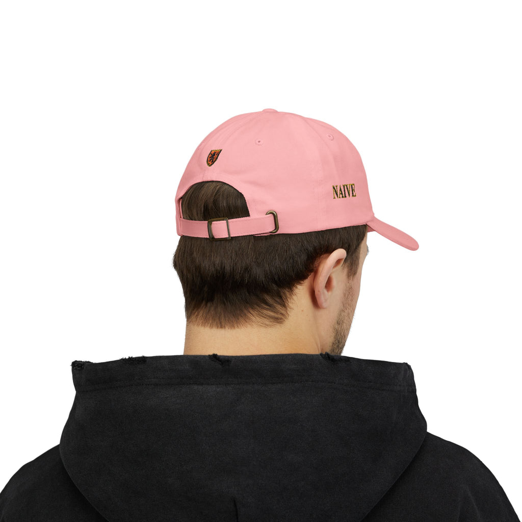 Naive Industries Embroidered Crest Classic Dad Cap | White Cotton Baseball Hat
