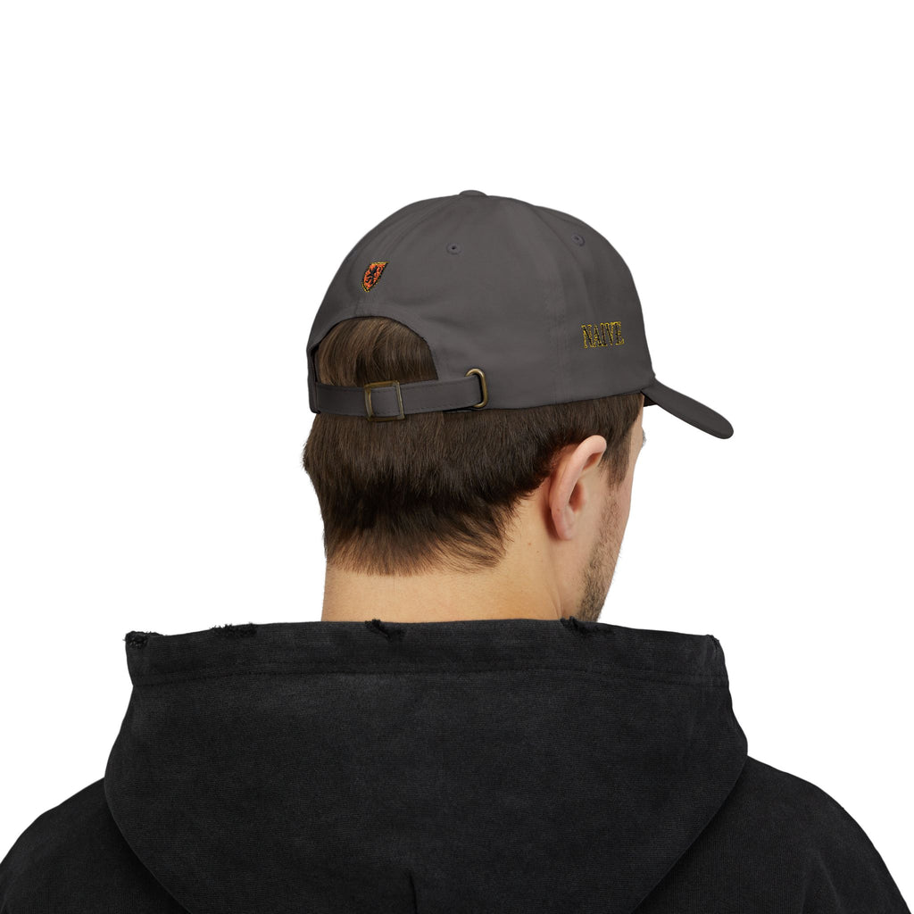 Naive Industries Embroidered Crest Classic Dad Cap | White Cotton Baseball Hat