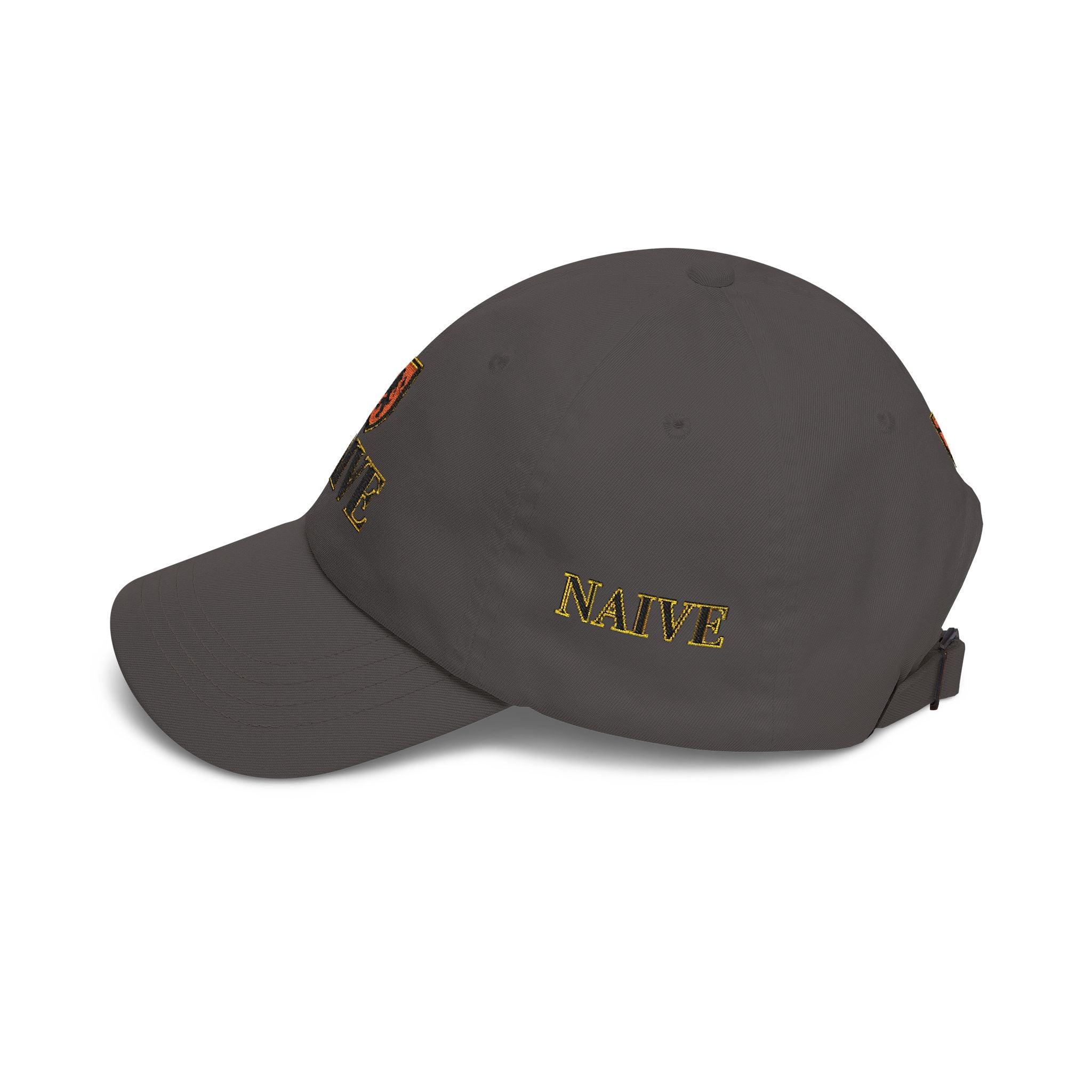 Naive Industries Embroidered Crest Classic Dad Cap | White Cotton Baseball Hat