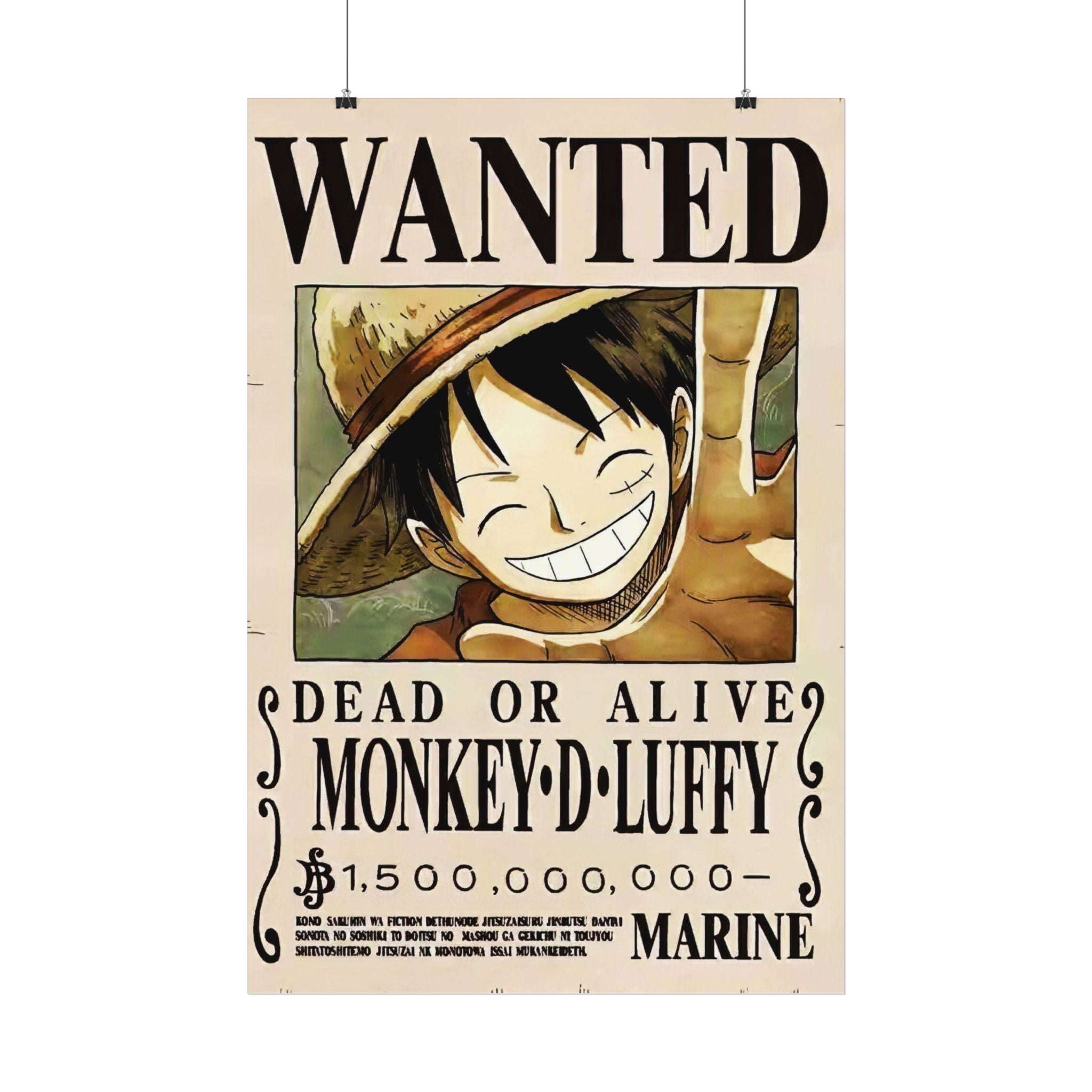 Wanted Monkey D. Luffy Poster | Satin Print Anime Wall Art