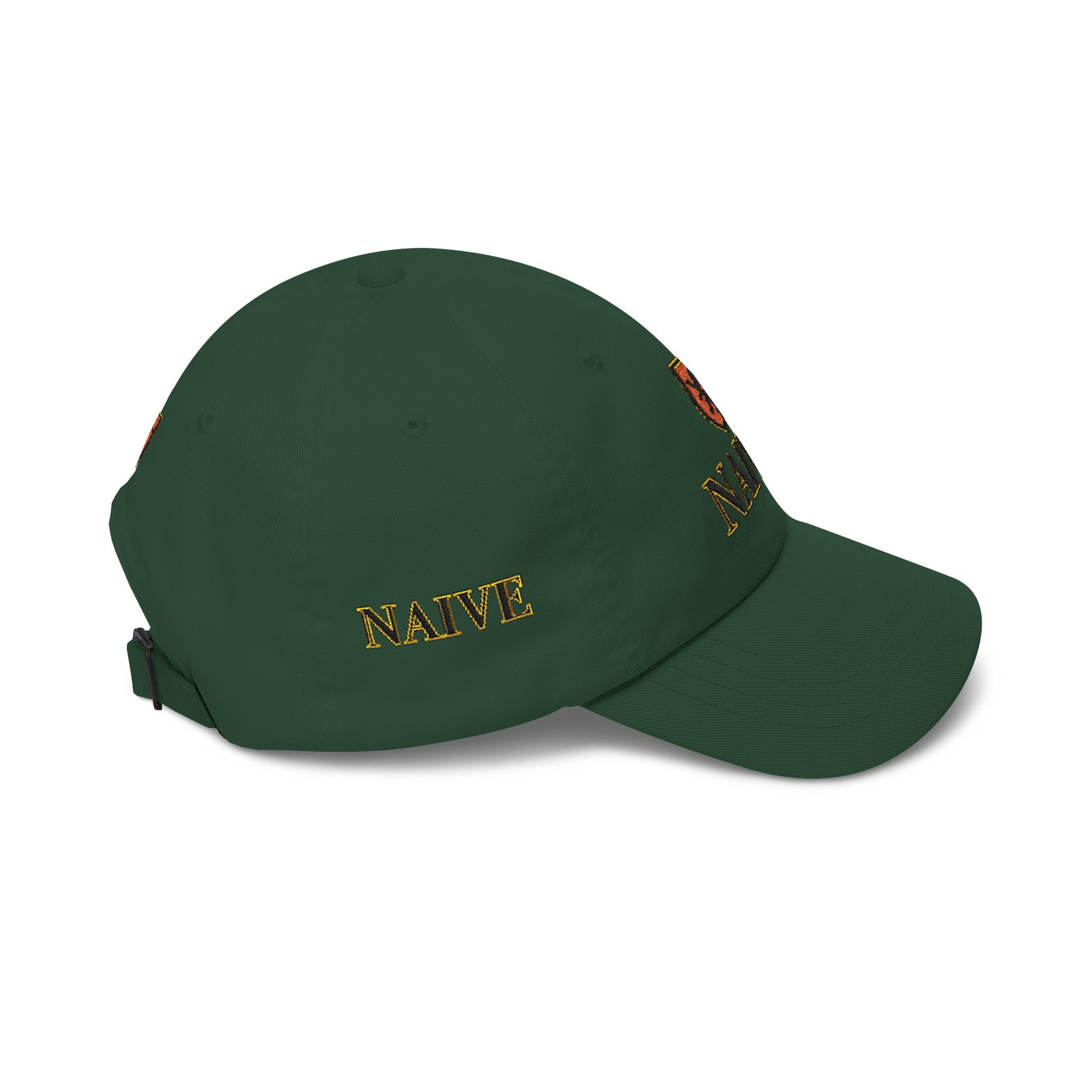 Naive Industries Embroidered Crest Classic Dad Cap | White Cotton Baseball Hat