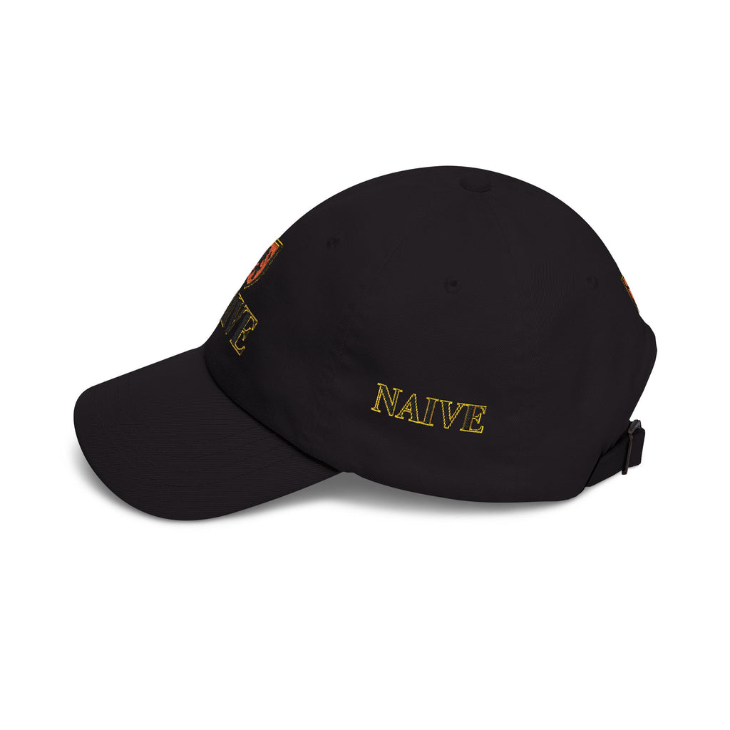 Naive Industries Embroidered Crest Classic Dad Cap | White Cotton Baseball Hat