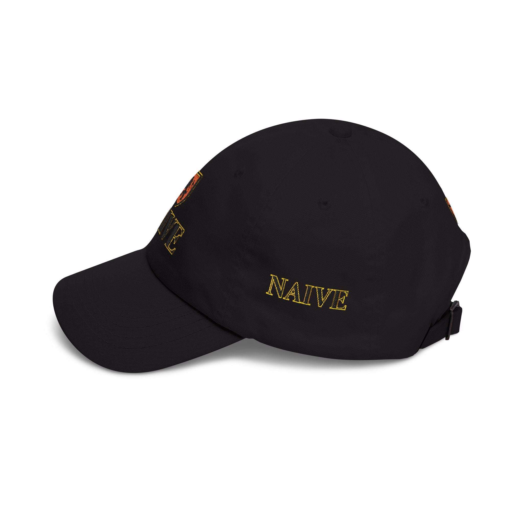 Naive Industries Embroidered Crest Classic Dad Cap | White Cotton Baseball Hat